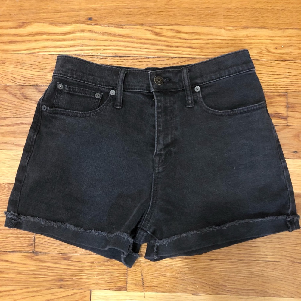 Madewell High-Rise Denim Shorts, Black Wash, Size 26